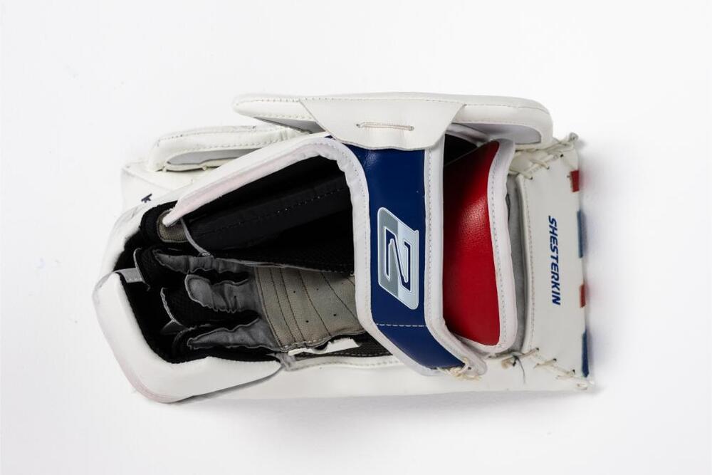 Signed and Game-Used Brians Optik Blocker by #31 Igor Shesterkin - New York Rangers