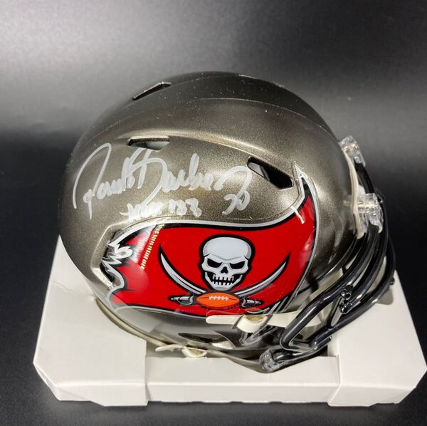 HOF - Buccaneers Ronde Barber Signed Mini Helmet with HOF 23 Inscription
