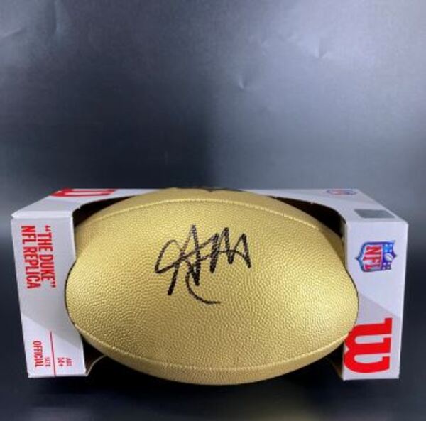 NFL - Jets Adonai Mitchell Signed Gold Composite Football