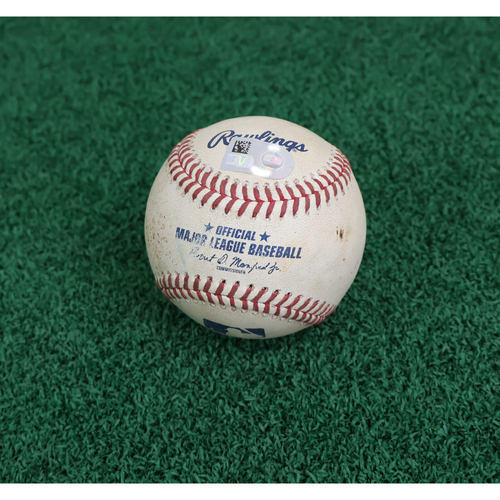 Photo of 2026 Game-Used Baseball. Pitcher: Shohei Ohtani, Batter: Nick Allen- Foul Bunt