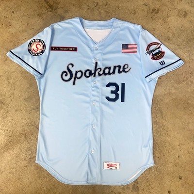 #50 Ryan Kibler (Pitching Coach) (Size XL) Game Used & Autographed Spokane Indians Operation Fly Together Jersey (Autograph Confirmed)