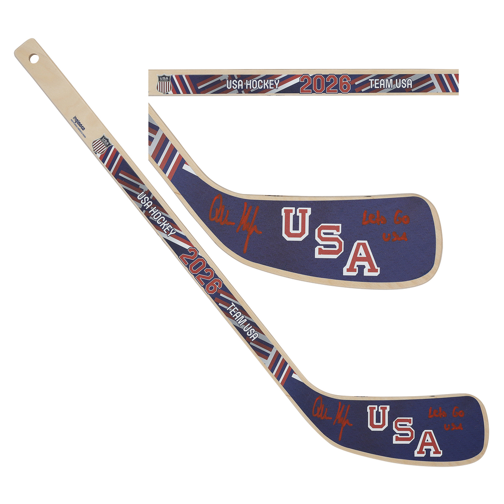 Quinn Hughes Minnesota Wild Autographed Team USA 2026 Olympics Mini Wood Stick with 