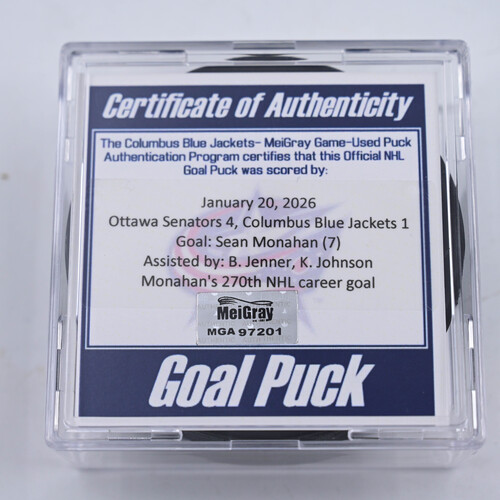 Image of Monahan, Sean - Columbus Blue Jackets - January 20, 2026 vs. Ottawa Senators (Blue Jackets' 25th Anniversary Logo)