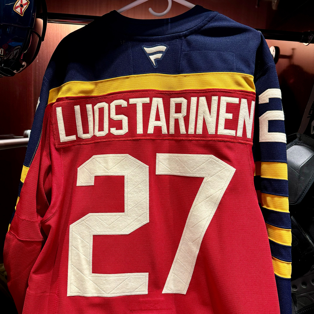 Eetu Luostartinen Florida Panthers #27 2026 NHL Winter Classic Game-Used Red Jersey - Worn During the 1st Period on January 2, 2026 - Size 56