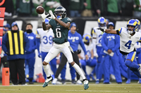 Red Cross - Eagles DeVonta Smith Signed Game Worn Jersey 1.19.25 Divisio...