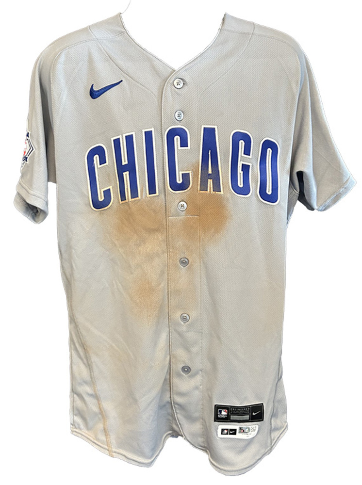 ポジャギNo.42 Nico Hoerner Game-Used Jackie Robinson Day Jersey - 2nd HR, 3 H, 5