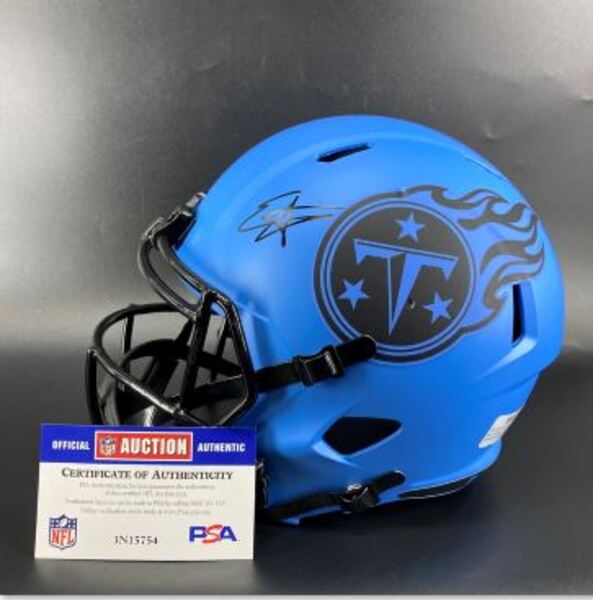 NFL - Titans Elic Ayomanor Signed Rave Replica Speed Helmet