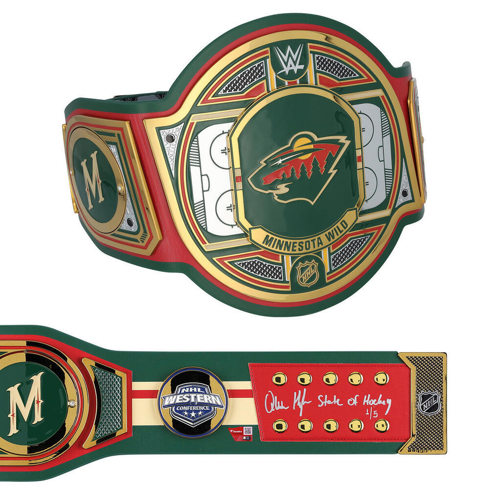 Quinn Hughes Minnesota Wild Autographed WWE Legacy Title Belt with 
