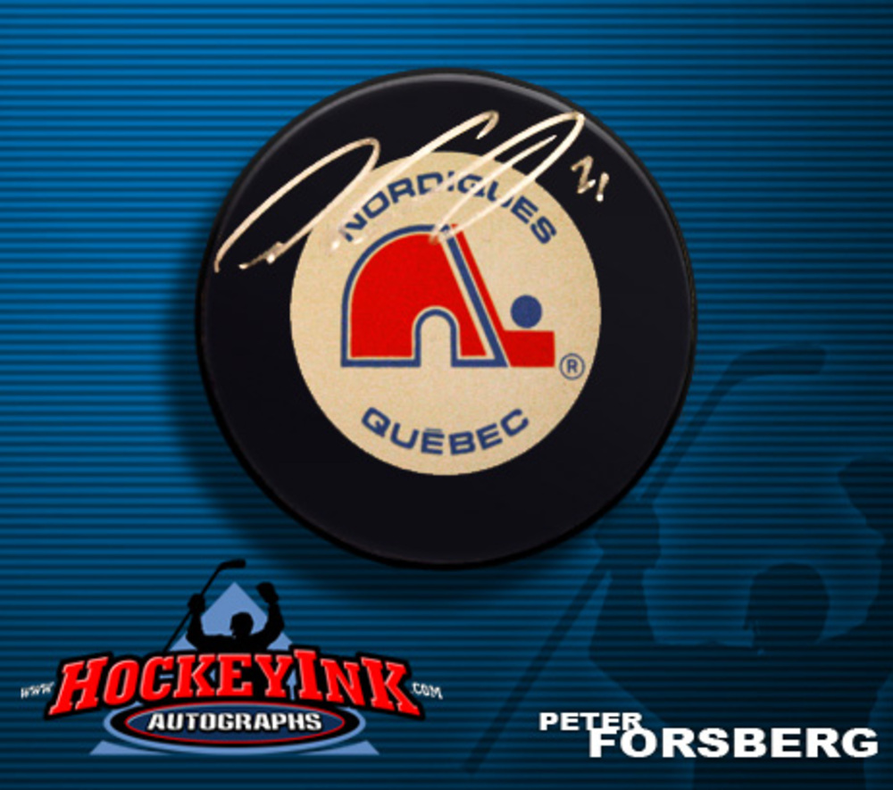 PETER FORSBERG Signed Quebec Nordiques Puck