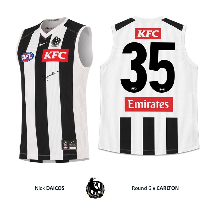 Photo of Nick Daicos #35 Collingwood 100th AFL Game Match-Worn Guernsey
