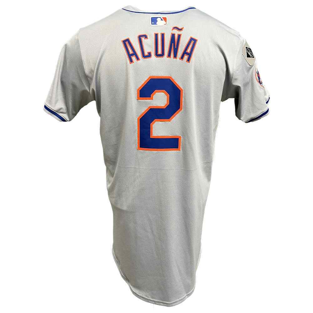 ◇Cleveland Golf◇ Woven patch back tunnel cushion jersey me Luisangel Acuña #2 - Game-Used Road Grey Jersey - Mets