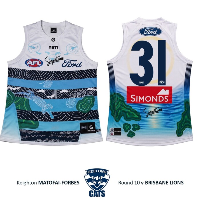 Photo of Keighton Matofai-Forbes #31 Geelong Cats 2026 First Nations Clash Player-Issue Guernsey