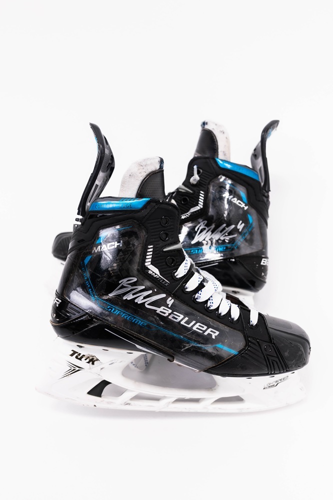 Signed and Game-Used Bauer Skates by #4 Braden Schneider