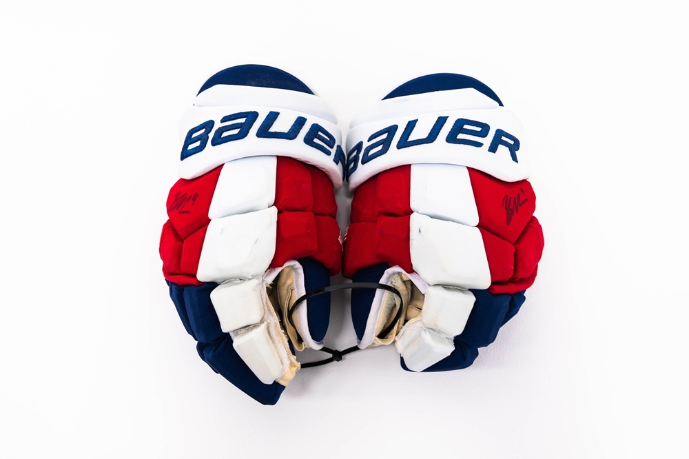 Signed and Game-Used Bauer Gloves by #4 Braden Schneider