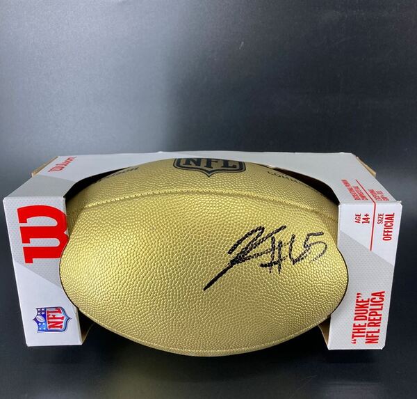 NFL - Titans JC Latham Signed Gold Composite Football