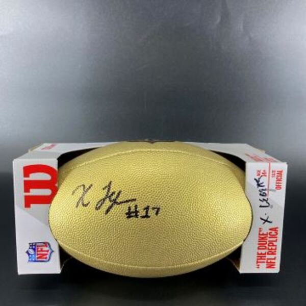 NFL - Panthers Xavier Legette Signed Gold Composite Football