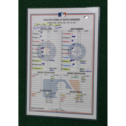 Photo of 2022 Game-Used Line Up Card - Justin Verlander Start