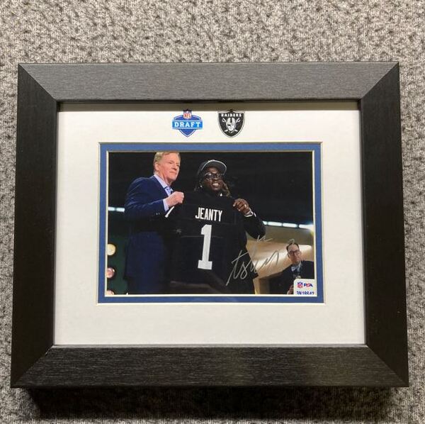 NFL - Raiders Ashton Jeanty Signed And Framed 4x6 Draft Photo