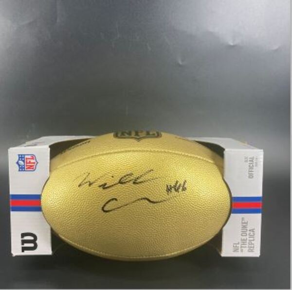 NFL - Patriots Will Campbell Signed Gold Composite Football