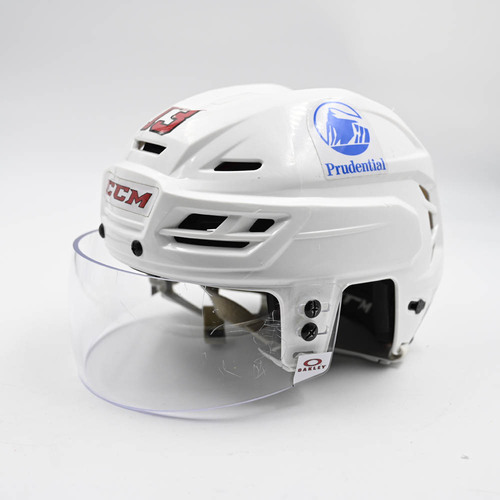 Image of Hischier, Nico - Game-Worn White, CCM Helmet w/ Oakley Shield - 2025-26 NHL Season