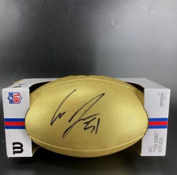 NFL - Eagles Cam Jurgens Signed Gold Composite Football