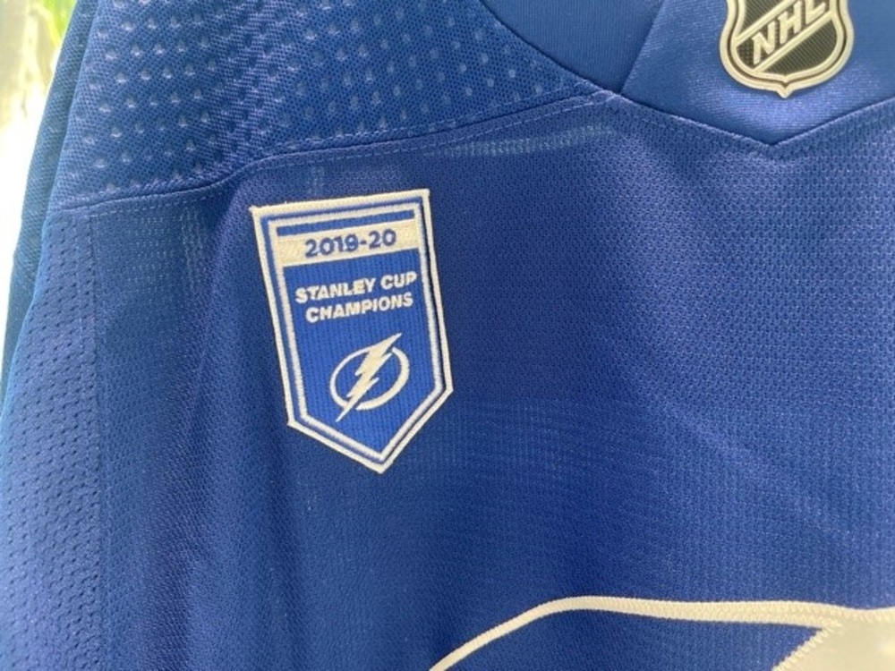 14 Pat Maroon Tampa Bay Lightning 2021 Banner Unveil GameWorn Jersey