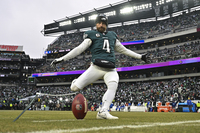 Red Cross - Eagles Jake Elliott Signed Game Worn Jersey 1.19.25 Division...