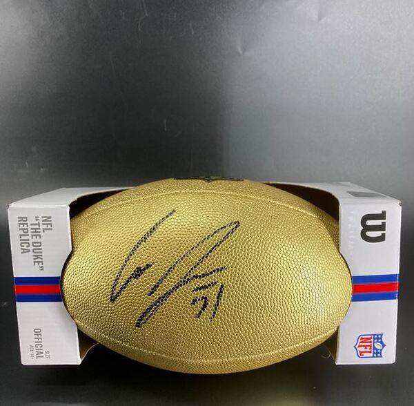 NFL - Eagles Cam Jurgens Signed Gold Composite Football