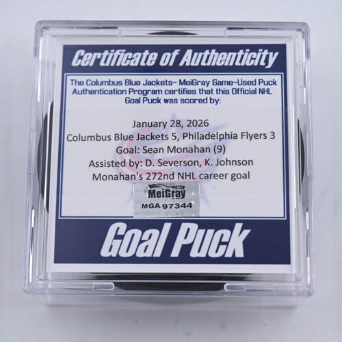 Image of Monahan, Sean - Columbus Blue Jackets - January 28, 2026 vs. Philadelphia Flyers (Blue Jackets' 25th Anniversary Logo)