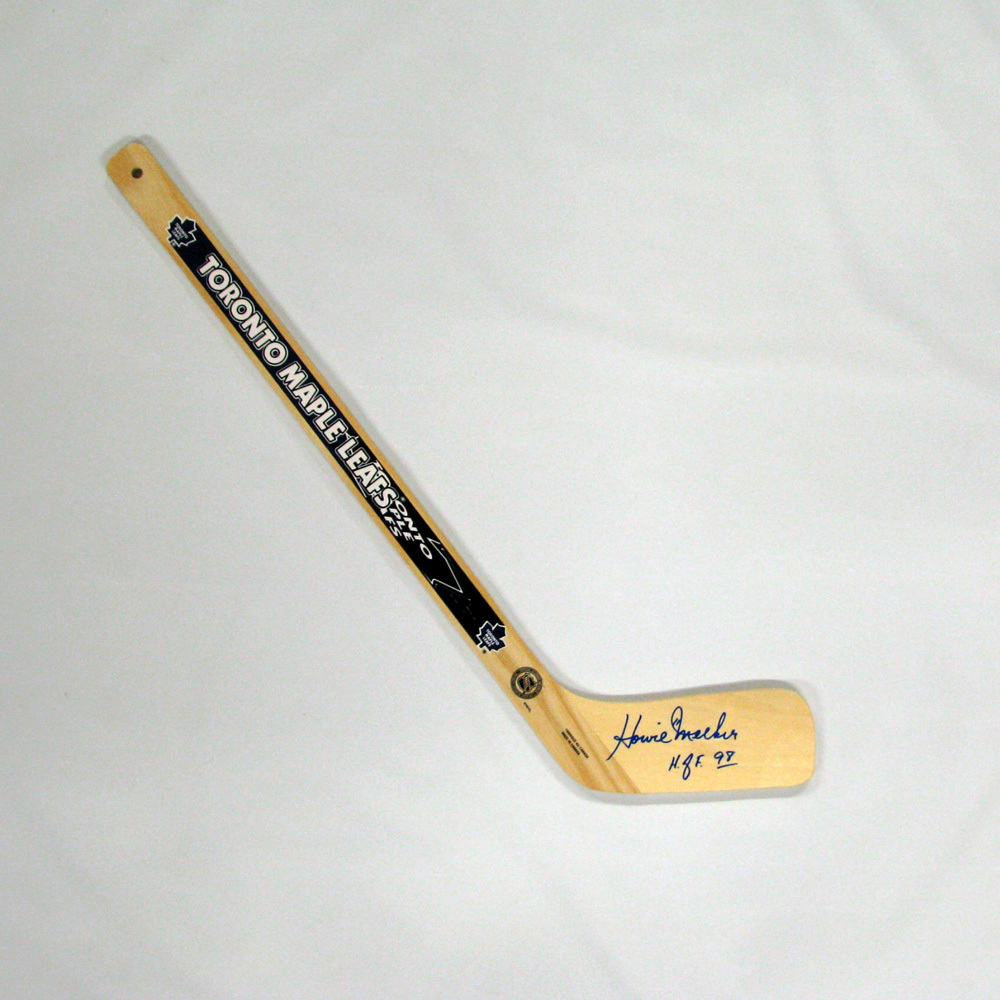 HOWIE MEEKER Signed Mini Stick with HOF Inscription - Toronto Maple Leafs