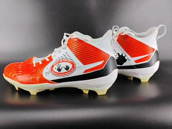 MCMC - 49ers Austen Pleasants Signed Game Worn Custom Cleats 2025 Season...