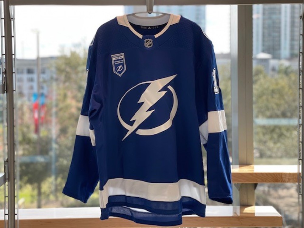 14 Pat Maroon Tampa Bay Lightning 2021 Banner Unveil GameWorn Jersey