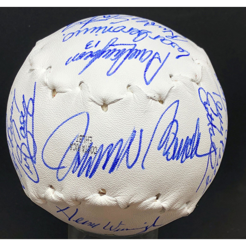 Team Signed Softball - Team Bench - 2021 Reds Hall of Fame Legends Game