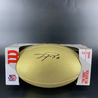 NFL - Patriots Ja'Lynn Polk Signed Gold Composite Football
