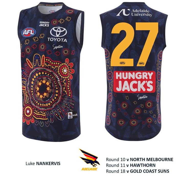 Photo of Luke Nankervis #27 Adelaide Crows 2026 First Nations Match-Worn Guernsey