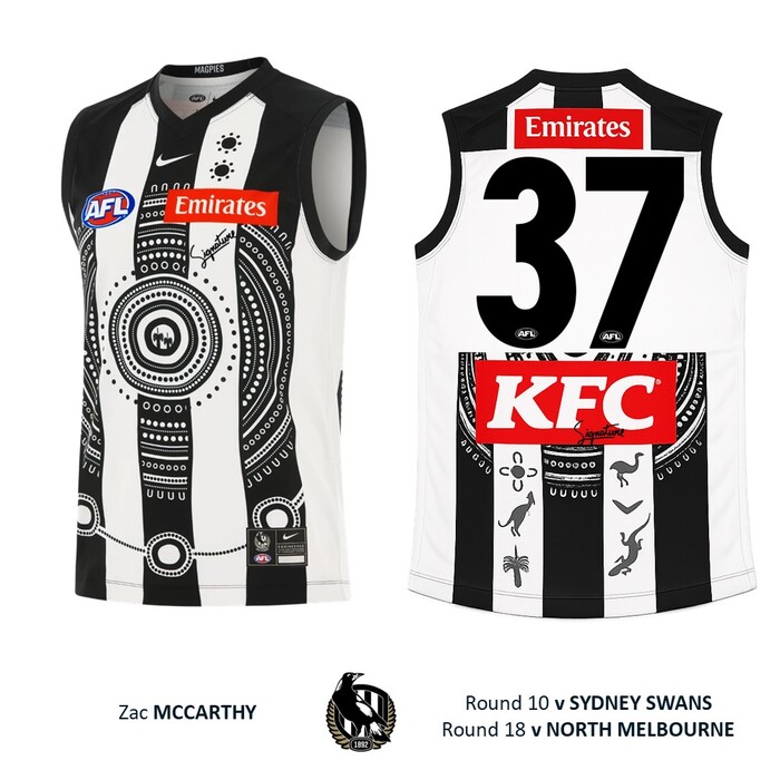 Photo of Zac McCarthy #37 Collingwood 2026 Indigenous Player-Issue Guernsey
