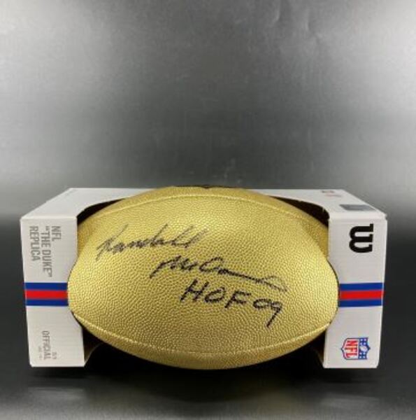 HOF - Vikings Randall McDaniel Signed Gold Composite Football