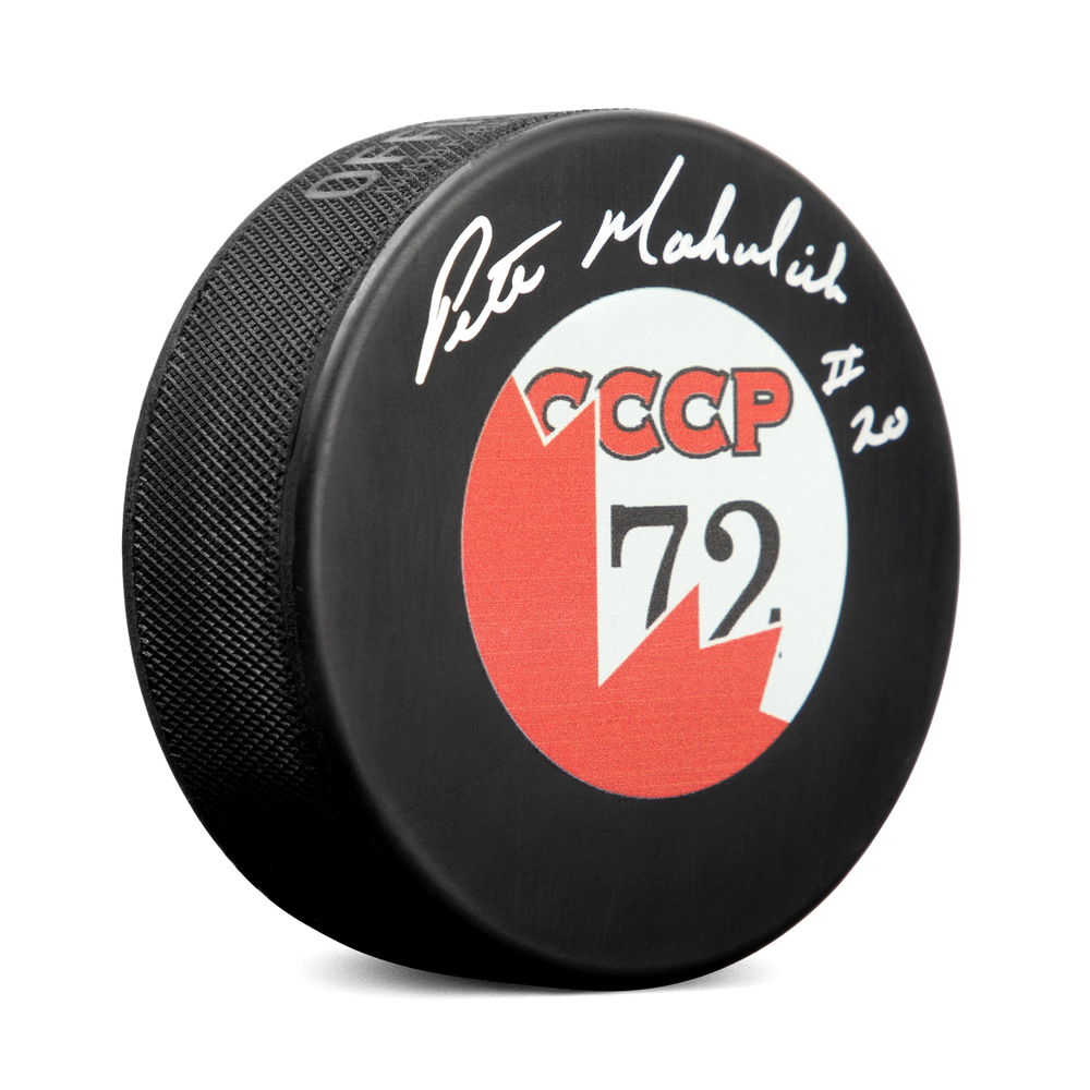 Pete Mahovlich Autographed 1972 Team Canada Summit Series Puck