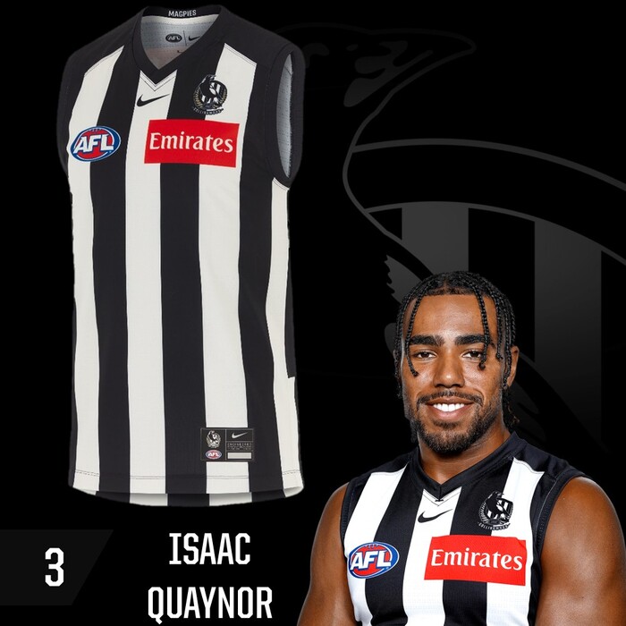 Photo of Isaac Quaynor #3 Collingwood 2025 Home Guernsey