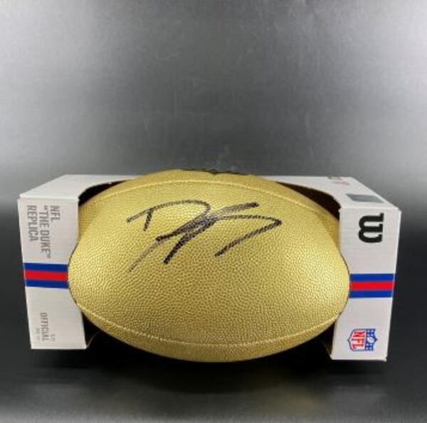 HOF - Colts Dwight Freeney Signed Gold Composite Football