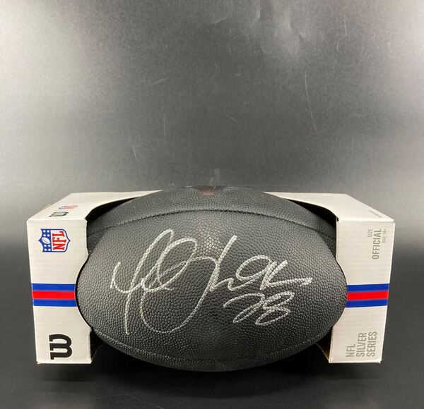 HOF - Rams Marshall Faulk Signed Black Football With Metallic Rams Logo