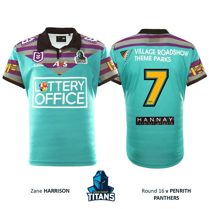 Photo of Zane Harrison #7 Gold Coast Titans 2026 Heritage Jersey