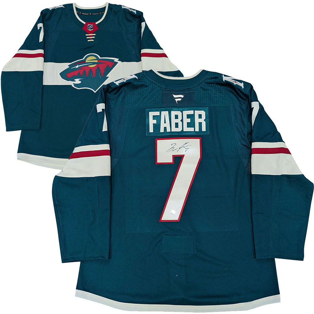 Brock Faber Autographed Minnesota Wild Fanatics Premium Jersey