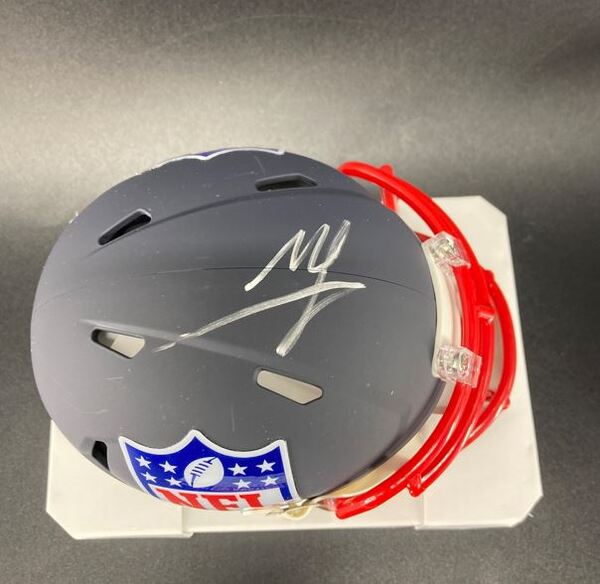 NFL - Commanders Mike Sainristil Signed Blue Shield Mini Helmet