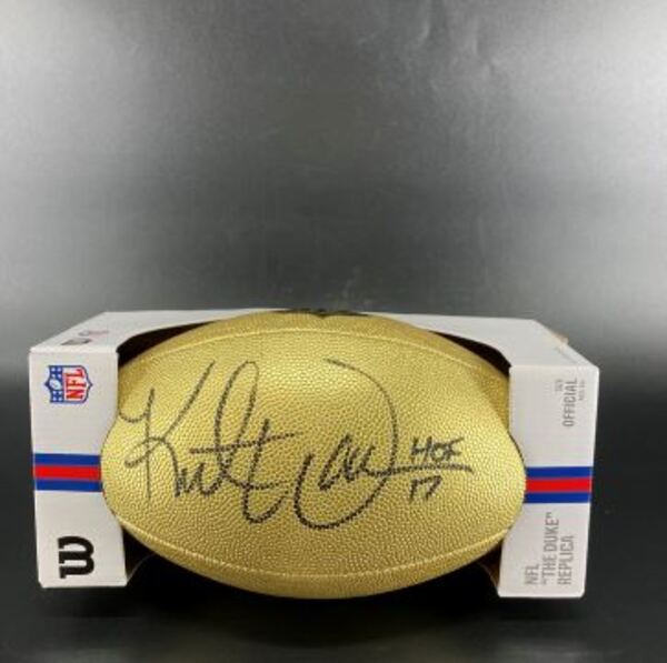 HOF - Rams Kurt Warner Signed Gold Composite Football