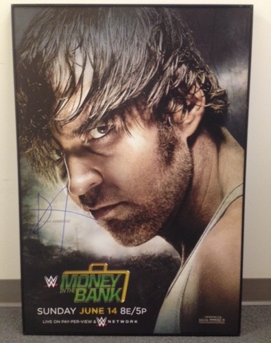 dean ambrose signed framed money in the bank poster wwe auction