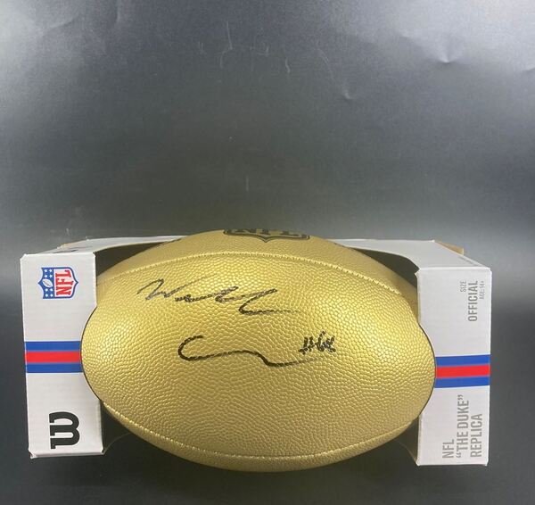 NFL - Patriots Will Campbell Signed Gold Composite Football