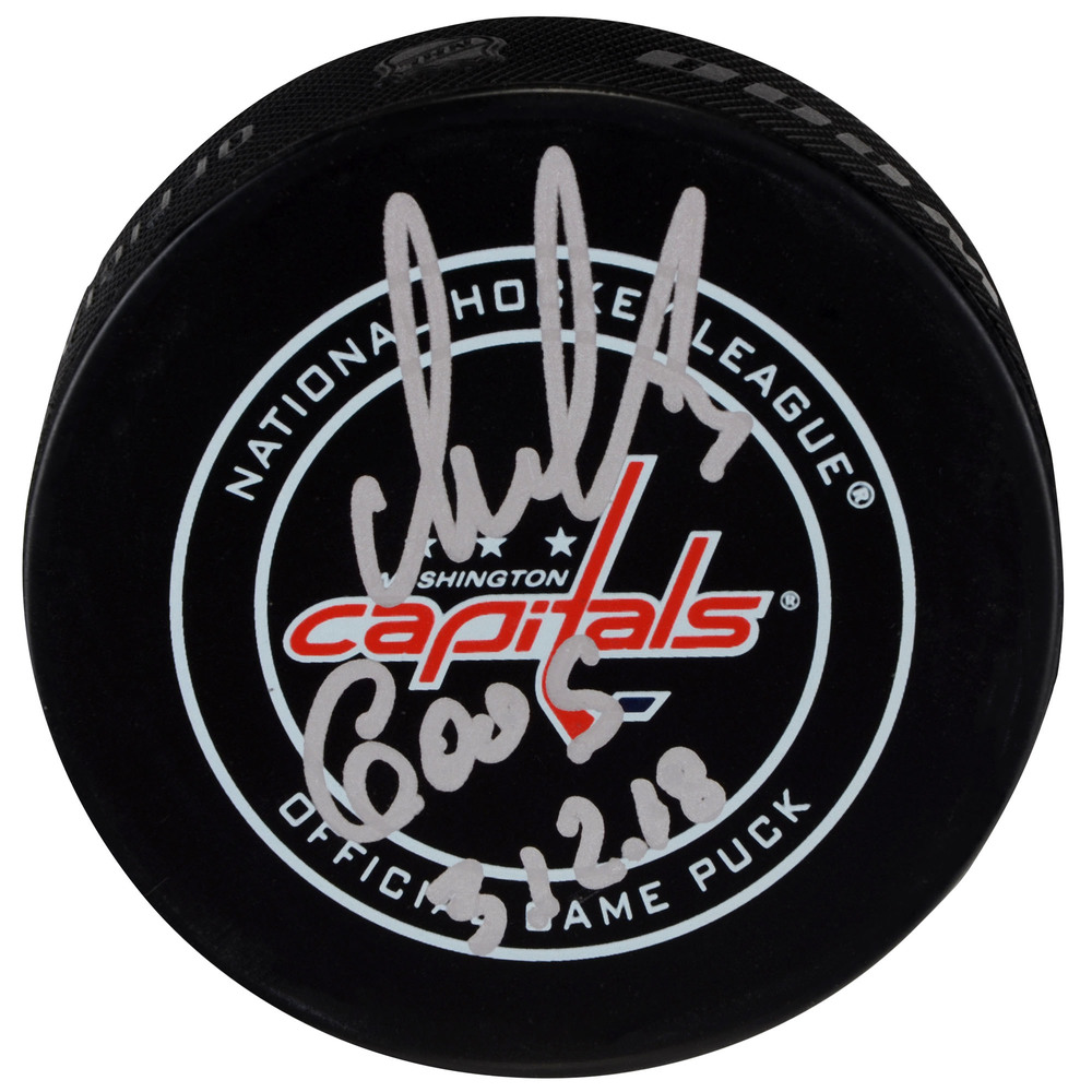 Alex Ovechkin Washington Capitals Autographed Official Game Puck with 600G 3/12/18 Inscription