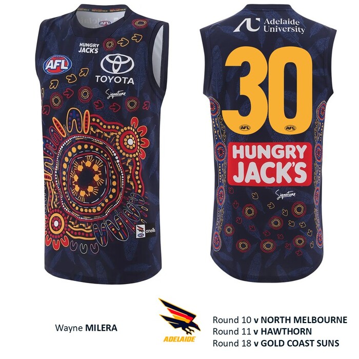 Photo of Wayne Milera #30 Adelaide Crows 2026 First Nations Match-Worn Guernsey