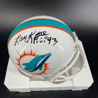 HOF - Dolphins Larry Little Signed Mini Helmet with HOF 93 Inscription